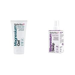 BetterYou Magnesium Body Gel | Pure, Clean, and Natural Source of Magnesium Chloride | Transdermal Magnesium Body Gel | for Use On Joints and Muscles | 150ml & Magnesium Sleep Body Spray, 100ml