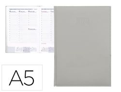 AGENDA ENCUADERNADA LIDERPAPEL CRETA 15X21 CM 2024 SEMANA VISTA COLOR GRIS PAPEL 70 GR