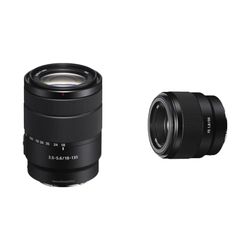 Sony Sel-18135 Obiettivo Con Zoom 18-135 Mm F3.5-5.6, Stabilizzatore Ottico, Mirrorless Aps-C, Nero & Obiettivo standard SEL-50F18F (lunghezza focale fissa, 50mm, F1.8, Full Frame