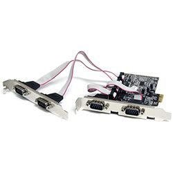 StarTech.com Carte PCI Express avec 4 Ports DB-9 RS232 - Adaptateur PCIe Série - UART 16550 (PEX4S553), Green