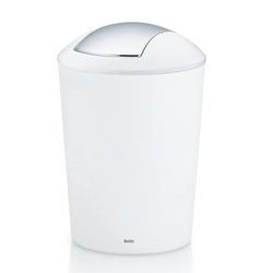 kela bidone con coperchio basculante bianco, bidone per cosmetici 5l con coperchio basculante, plastica, MARTA, bidone per rifiuti bagno bianco opaco