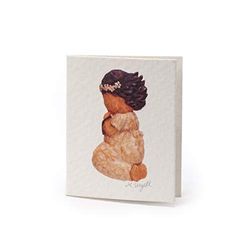 Mopec Tarjeta librito de Primera Comunión de niña arrodillada Rezando con Efecto Madera, Pack de 100 Unidades, Cartulina, Multicolor, 0.02x6.50x4.00 cm