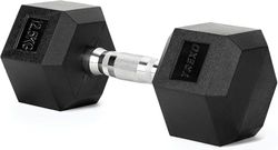 TREXO Manubrio esagonale da 12,5 kg in ghisa gommata durevole per allenamento della forza a casa con manico ergonomico stabile e versatile