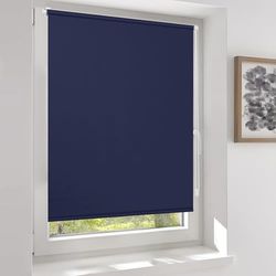 Sekey Klemmfix - Store Enrouleur occultant sans perçage - Double Face - Couleur Unie - Cordon de Traction latérale - Protection Solaire et Brise-Vue - Store occultant - 80 x 210 cm - Bleu foncé