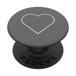 Popsockets- Corazón corazoncito blanco gris PopGrip: Agarre intercambiable para Teléfonos y Tabletas