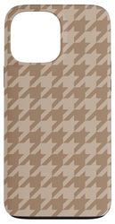 Tan Brown Houndstooth Preppy Aesthetic Classic Girly Case for iPhone 13 Pro Max