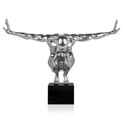 World Art TW60419 Hars-sculptuur evenwicht moderne hars sculptuur standbeeld met marmer basis, hars, 59x80x31 cm