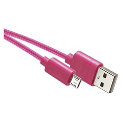 EMOS Cable de carga rápida micro USB a USB-A 2.0, 480 Mbit/s, cable de carga tipo A a micro-B para carga rápida y transferencia de datos, 1 m, color rosa