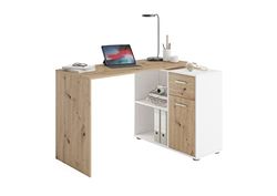 FMD Möbel Bureau d'angle Albrecht 117cm - chêne Artisan/Blanc