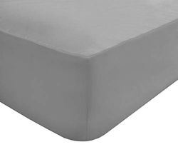 Sleepdown 200 Thread Count Cotton Fitted Sheet, Single - Silver