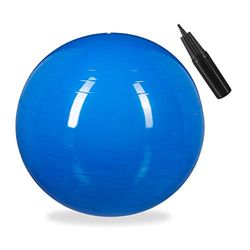 Relaxdays Gymnastiekbal, fitnessbal, yoga en pilates, zitbal kantoor, balansbal inclusief luchtpomp, Ø 65 cm, blauw