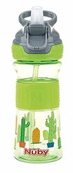 Nuby Flip-It NV0414021GREEN Tritan Drinking Straw Cup with Silicone Handle, 360 ml, 3 Years + Green, 170 g