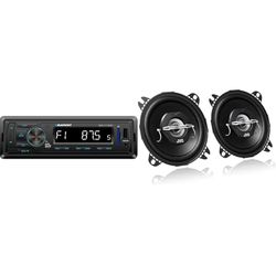 Blaupunkt BPA1119BT Radio Samochodowe, USB & JVC CS-J420X 10 cm 2-drożny głośnik współosiowy, 2 sztuki, czarny