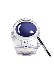 Étui de Protection Souple avec Mousqueton pour Airpods Pro Motif Astronaute Bleu