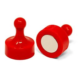 Red Jumbo Skittle Magnets for Fridge, Office, Whiteboard, Noticeboard, Filing Cabinet - 29mm dia x 38mm tall - Pack of 10