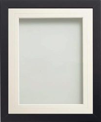 Frame Company Allington Black Photo Frame with White V-Groove Mount, 12x10 for 8x6 inch, fitted with perspex