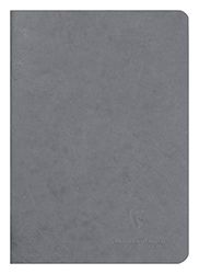 Clairefontaine 733105C Collection Age Bag Un Carnet Agrafé Gris - A5 14,8x21 cm - 96 Pages Unies Blanches - Papier 90 g - Couverture Carte Lustrée Grain Cuir