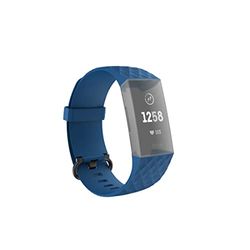 Hama Fitbit horlogeband 22 mm (verstelbare reservearmband voor smartwatch Fitbit Charge 3 en Charge 4, Fitbit armband om te vervangen, wisselarmband van TPU, roestvrijstalen gesp), blauw