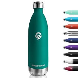 Thermosfles 1000 ml, waterfles, geschikt voor koolzuurhoudende dranken, BPA-vrij, lekvrij, dubbelwandig, thermoskan, voor fitness, hardlopen, kantoor, kinderen, volwassenen, camping, fitness, bubbels