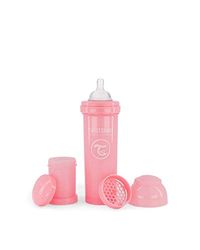 Twistshake Antikrampjes-Babyfles met Melkpoedercontainer en Mixer - 330ml | Snelle Stroom Siliconen Borst-Achtige tepel | BPA-Vrije fles voor Babymelk | Baby's Vanaf 4 Maanden+ | Lichtroze