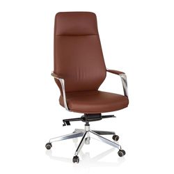 hjh OFFICE 600984 elegancki fotel szefa Velvet sztuczna skóra brązowy fotel biurowy z wysokim oparciem