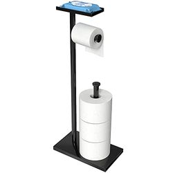 CISILY Soporte de papel higiénico negro con estante para teléfono, decoración de toliet de baño. Soporte para rollo de papel de seda, almacenamiento independiente, accesorios de caravana, apartamento,