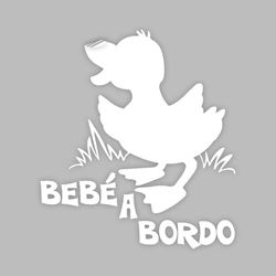 Ambiance Sticker Autocollant de Voiture Vitres Auto Bébé à Bord Petit Canard Blanc - H20 x L15 cm