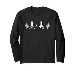 Fiaschetta conica e becher battito cardiaco nerd chimica scienza Maglia a Manica