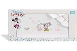 Interbaby Parure pour Lit de Bébé Disney Minnie Mouse Blanc/Rose