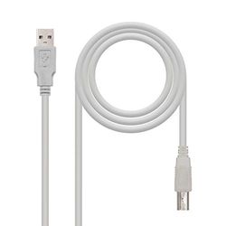 NanoCable 10.01.0102 - Cable USB 2.0 para impresora, tipo A/M-B/M, macho-macho, beige, 1mts