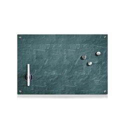 Avilia Lavagnetta Memo Effetto Muro - Planner Magnetico da Parete con Pennarello | Vetro di Sicurezza, 60x40 cm, Antracite, Include 3 Calamite Decorative