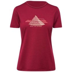 Thermowave Merino Life W's S/S Shirt Print Dames T-Shirt, Tibetaans rood, L