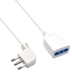 Ew3810 - Extensor elétrico branco de 3 m, tomada italiana 16 A, 90 °, economia de espaço, tomada italiana 10/16 A, cabo H05Vv-F 3 x 1 mm2, tomada com proteção para crianças