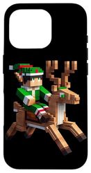 Elf Riding Reindeer Design Block Style Character Pixel Art Case for iPhone 16 Pro