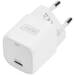 DIGITUS Cargador Universal 20 W - 1 Puerto USB-C - Cargador rápido Power Delivery (PD 3.0) - para iPhone, iPad, Samsung Galaxy, Pixel, Xiaomi, Motorola, Huawei - Indicador LED de Carga - Blanco