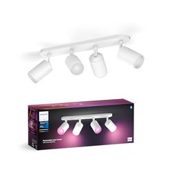 Philips Hue White & Color Ambiance Fugato Spot 4 flg. bianco 4x350lm, dimmerabile, 16 milioni di colori, controllabile tramite app, compatibile con Amazon Alexa (Echo, Echo Dot)