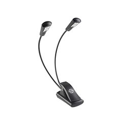 K&M 12246 Lámpara atril doble 4LED FlexLight negro - conexión con abrazadera - 2 cuellos de cisne flexibles, 2 x 1700 Lux