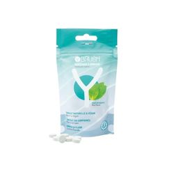 Y-Brush - Recambio de pasta dentífrica masticable natural - con Fluor - Made in France - 120 comprimidos - Sabor menta - Haleina fresca - Dentífrico sólido