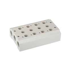 RIEGLER 116248-5520.03-14 Plaque de base multiple pour vannes 5/2-5/3 voies 3 poses, G 1/8, G 1/4, 1 pièce