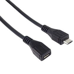 PremiumCord Micro USB verlengkabel 2m, USB Micro B bus naar Micro B stekker, USB 2.0 High Speed datakabel, 2x afgeschermd, AWG28, kleur zwart, lengte 2m
