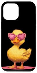 Anatra gialla con occhiali da sole a cuore Custodia per iPhone 12 Pro Max
