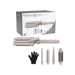 Remington Rizador de pelo 5in1 [3 accesorios 13-25 mm, rizador de pelo, cepillo redondo] Trendology (pantalla LED de 130°C-210°C, ondas, rizos naturales, definidos, todo tipo de cabello) CI41MS5E51