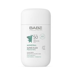 Laboratorios Babé - SUPER FLUID MINERAL PEDIATRIC SPF 50 - Solskyddsmedel för barn | 100% mineral, högt SPF 50-skydd | Speciellt för känslig och atopisk hud