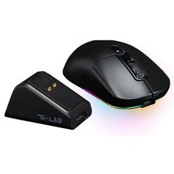The G-Lab – Kult Titanium Pro – Mouse Wireless gaming con Base di Ricarica – Mouse Bluetooth/USB 2.4GHz/Filo Triple Modalità, RGB,12.000 DPI, 100% Personalizzabile, 100h Autonomia - PC/PS4/PS5/XBOX