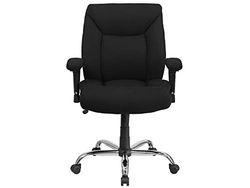 Flash Furniture Hercules Series Big & Tall-400 Libras. Silla de Oficina ergonómica giratoria con Asiento Profundo y Brazos Ajustables, Metal, Tela Negra, Set of 1