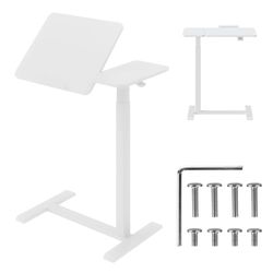 Maclean Laptop Desk Height Adjustable 755-1108 mm | Tilt up to 60° | Mobile with Wheels | Load Capacity up to 30 kg | Ergonomic & Stable | for Home Office & Office (White)