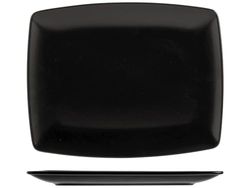 6 rechthoekige zwarte Boston steengoed borden 25x15