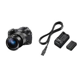 Sony Rx10 Iv Fotocamera Digitale Compatta, Sensore Da 1.0'', Nero & Sony ACC-TRW - Kit originale Batteria NP-FW50 + Caricabatterie BC-TRW per Fotocamere Sony Alpha