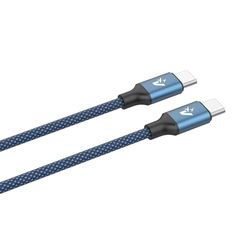 VulTech Smartphone Nylon Type-C till Type-C 2m 5.0A 100W Smartphone Kabel - Blå - CS-NCC20BL