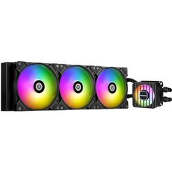 ENERMAX LIQMAXFLO 420 mm CPU AIO Liquid Cooler (LGA 1700, 1200, AM5, AM4) – Xtreme Dual Chamber Pumpe– ARGB VRM – 420W+ TDP (3 X 140 PWM ARGB Silent Flow Fan); ELC-LMF420T-ARGB, nero